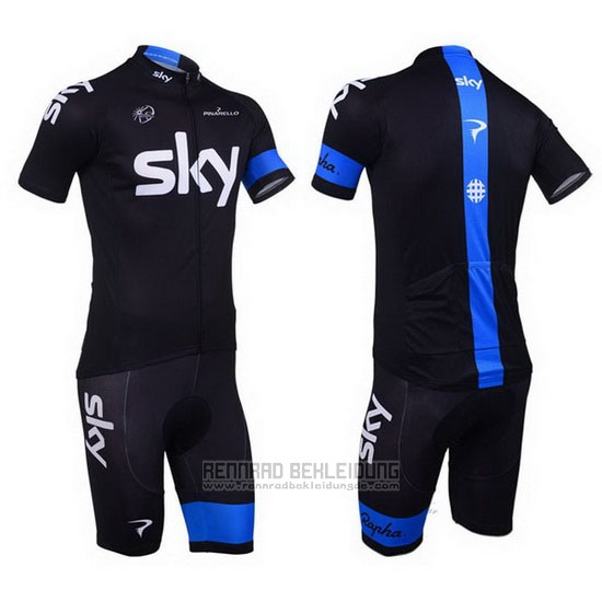 2013 Fahrradbekleidung Sky Blau und Shwarz Trikot Kurzarm und Tragerhose - zum Schließen ins Bild klicken